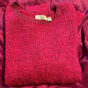 Valerie Steven Women’s Petite Large Red Crew-Neck Sweater. Gently worn.